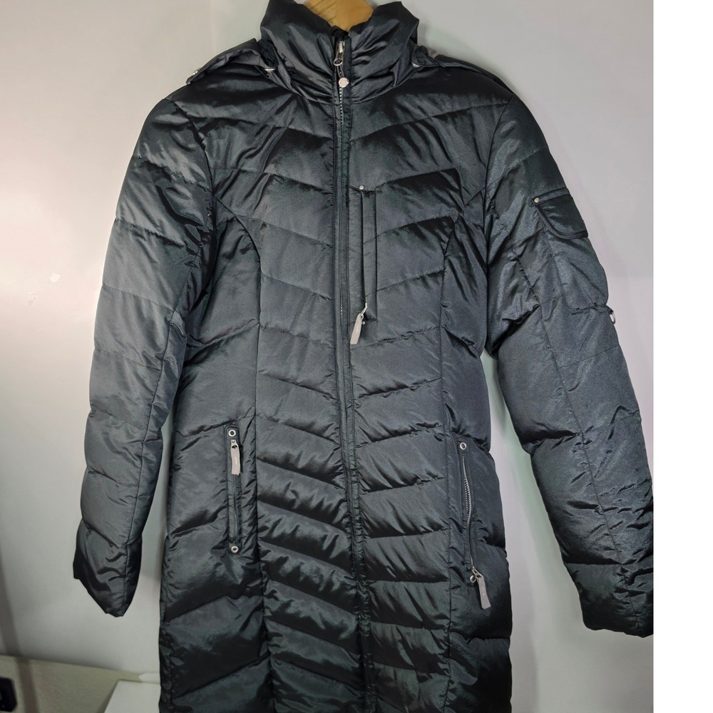 Eddie Bauer Sun Valley Down Parka Womens Small Gray Puffer Coat Faux Fur Hood